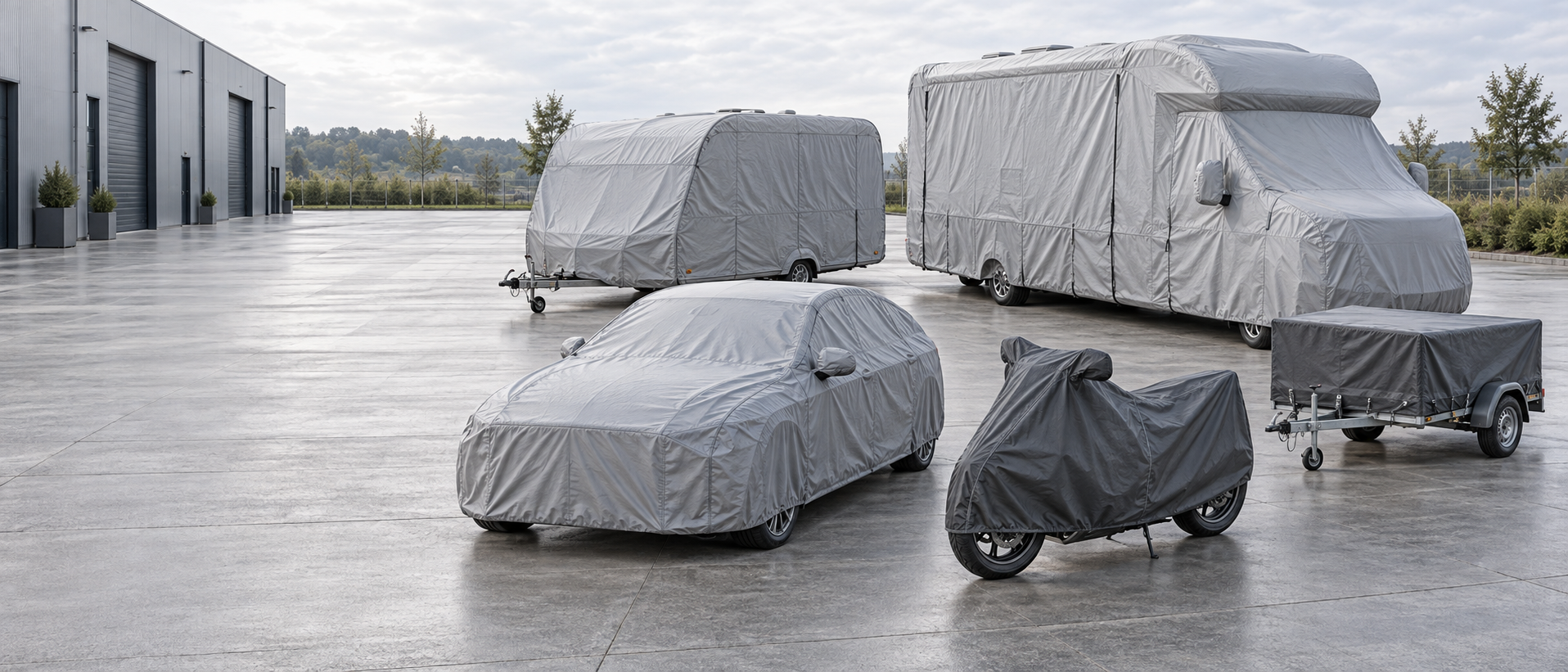 Schutzhüllen für Caravans, Wohnmobile Auto's, Motorräder und Anhänger